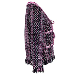 Chanel-Chanel Knitted Tie-Up Jacket in Purple Wool-Purple