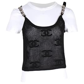 Chanel-Chanel 2-Top in cotone bianco e nero-Nero