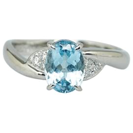 & Other Stories-Other Platinum Aquamarine Ring  Metal Ring in Good condition-Other