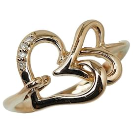 & Other Stories-K18PG Pink Gold Diamond Heart Motif Ring in Great Condition-Golden