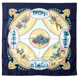Hermès-HERMES CARRE 90 Cavaliers Peuls Silk Scarf Canvas Scarf in Good condition-Other