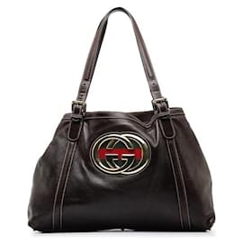 Gucci-Gucci GG Leather Britt Tote Bag  Leather Tote Bag 162094 in good condition-Other