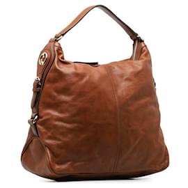 Gucci-Gucci Leather Village Large Hobo Bag Leather Shoulder Bag 282344 in good condition-Other