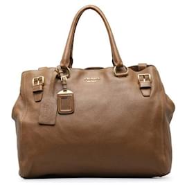 Prada-Prada Leather Logo Bowling Bag  Leather Tote Bag in Good condition-Other