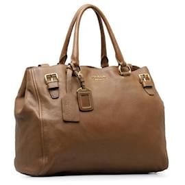 Prada-Prada Leather Logo Bowling Bag Sac cabas en cuir en bon état-Autre