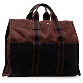 Hermès-Hermes Toile cabas MM Canvas Handbag in Good condition-Autre