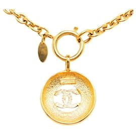 Chanel-Collier pendentif rond Chanel CC Collier en métal en bon état-Autre