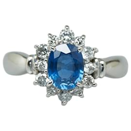 & Other Stories-Pt900 Platinum Sapphire 1.18ct Diamond 0.38ct Ring in Excellent Condition-Silvery