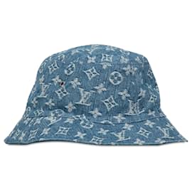 Louis Vuitton-Louis Vuitton Blue Monogram Essential Reversible Bucket Hat-Blue,Other