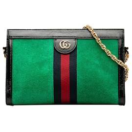 Gucci-Bandolera Gucci con diseño de tela Ophidia de ante mediano verde-Verde