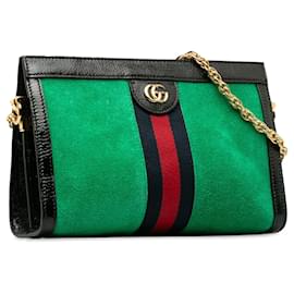 Gucci-Bandolera Gucci con diseño de tela Ophidia de ante mediano verde-Verde