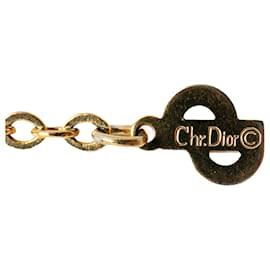 Dior-Dior Gold Logo Rhinestones Heart Pendant Necklace-Golden