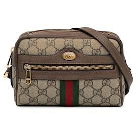 Gucci-Bolso bandolera Gucci Marrón Mini GG Supreme Ophidia-Castaño,Beige