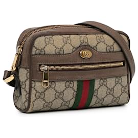 Gucci-Bolso bandolera Gucci Marrón Mini GG Supreme Ophidia-Castaño,Beige