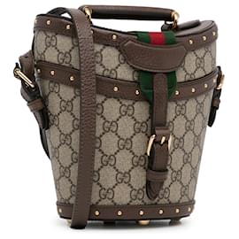 Gucci-Bolso satchel con mini sombrero GG Supreme marrón de Gucci-Castaño,Beige