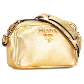 Prada-Bolso para cámara Prada Gold City de becerro metálico-Dorado