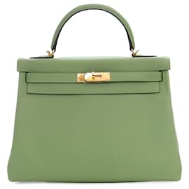 Hermès-Hermès Green Togo Kelly Retourne 32-Verde,Verde chiaro