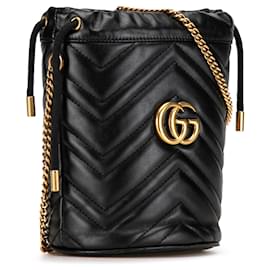 Gucci-Gucci Black Mini GG Marmont Matelasse Bucket Bag-Black