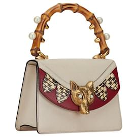 Gucci-Gucci Leder Bamboo Foxhead Handtasche Lederhandtasche 466432 in guter Kondition-Andere