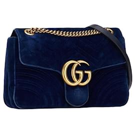 Gucci-Gucci GG Velvet GG Marmont Shoulder Bag Canvas Shoulder Bag 443496 in good condition-Other