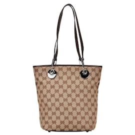 Gucci-Gucci GG Canvas Eclipse Tote Bag Canvas Handbag 120840 in good condition-Other