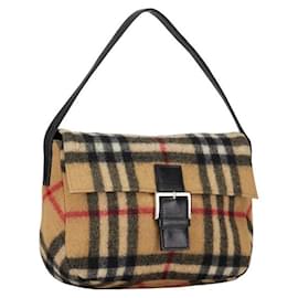 Burberry-Burberry House Check Wool Shoulder Bag  Cotton Shoulder Bag in Good condition-Other