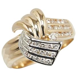 & Other Stories-K18YG Yellow Gold Pt900 Platinum Diamond 0.83ct Ring in Excellent Condition-Golden