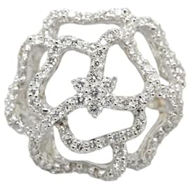 & Other Stories-Bague en or blanc K18WG avec motif de rose en diamant en excellent état-Blanc