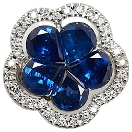 & Other Stories-Other 18k Gold Diamond & Sapphire Flower Ring Metal Ring in Excellent condition-Other