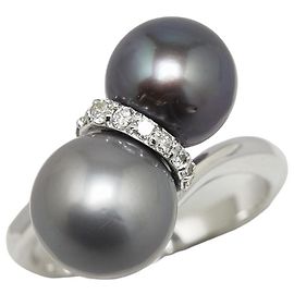 & Other Stories Other 18k Gold Diamond Black Pearl Ring Metal Ring in Excellent condition Other