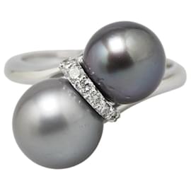 & Other Stories-autre 18Bague en or k diamant perle noire bague en métal en excellent état-Autre