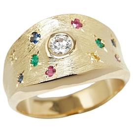 & Other Stories-K18YG Yellow Gold Diamond Ring Size 17 in Pristine Condition-Golden