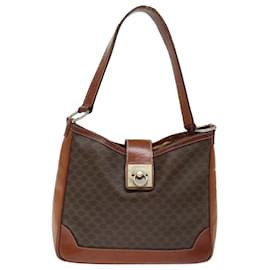 Céline-CELINE Macadam Canvas Shoulder Bag PVC Brown Auth 72486-Brown