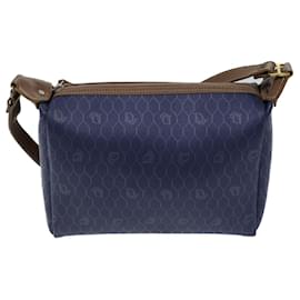 Christian Dior-Christian Dior Honeycomb Canvas Shoulder Bag PVC Navy Auth bs13759-Navy blue