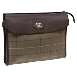 Autre Marque-Burberrys Nova Check Clutch Bag Canvas Beige Brown Auth bs13777-Brown,Beige