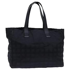 Chanel-CHANEL New Travel Line Tote Bag Nylon Black CC Auth ep4067-Black