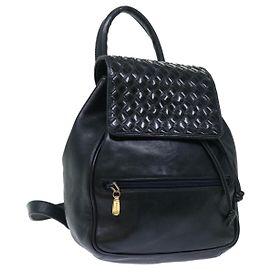 BALLY Backpack Leather Black Auth yb550 Black
