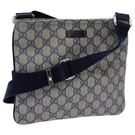 Gucci-GUCCI GG Supreme Shoulder Bag PVC Navy 201538 auth 71815-Navy blue
