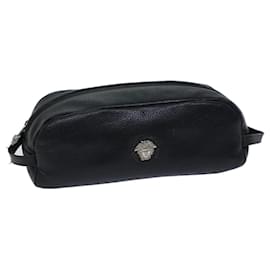 Gianni Versace-Gianni Versace Clutch Bag Leder Schwarz Auth ac2969-Schwarz