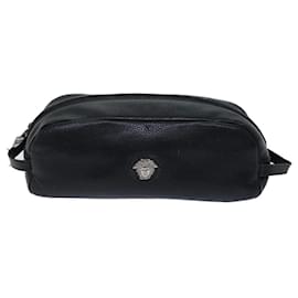 Gianni Versace-Gianni Versace Clutch Bag Leather Black Auth ac2969-Black
