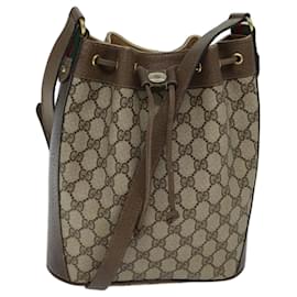 Gucci-GUCCI GG Supreme Web Sherry Line Shoulder Bag Beige Red 41 02 034 Auth ki4374-Red,Beige