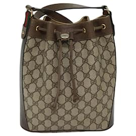 Gucci-GUCCI GG Supreme Web Sherry Line Shoulder Bag Beige Red 41 02 034 Auth ki4374-Red,Beige