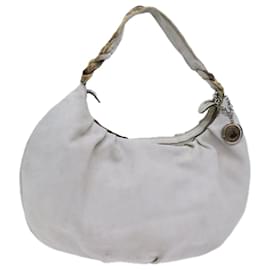 Céline-CELINE Shoulder Bag Leather White Auth 72072-White