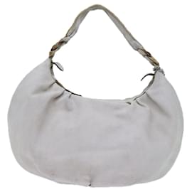 Céline-CELINE Shoulder Bag Leather White Auth 72072-White