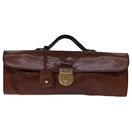 Gucci-GUCCI Hand Bag Leather Brown 271569 Auth bs13729-Brown