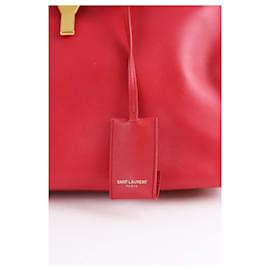Saint Laurent-Leather Cerf Tote-Red