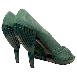 Miu Miu-Talons en daim à bout ouvert Miu Miu-Vert