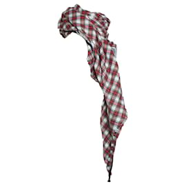 Autre Marque-Rene Gurskov, checkered triangle scarf-White,Red