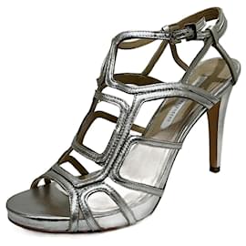 Diane Von Furstenberg-DvF Jeanette silver high heeled sandals-Silvery