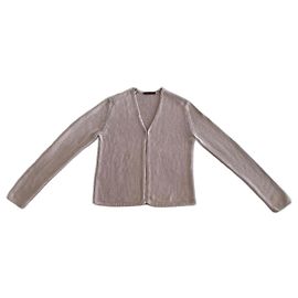 veste ou cardigan en maille de soie grège  T.S  ou 36-38 Adolfo Dominguez Beige